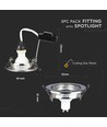 3-pak 5W Indbygningsspot - Stål front, komplet med GU10 holder og LED spot