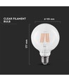E27 6W LED globepære - Ø12,5 cm, Samsung LED chip, Kultråd