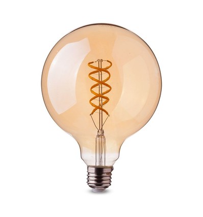 E27 dekorativ LED globepære - spiral filament, 5W, 2200K, Ø95 mm