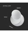 5W LED hvid væglampe - IP20 indendørs, Rund, roterbar, inkl. lyskilde