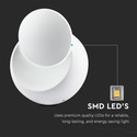 V-Tac 5W LED hvid væglampe - Rund, roterbar, IP20 indendørs, 230V, inkl. lyskilde