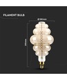 E27 8W dæmpbar LED kæmpe globepære - Ø20 cm, Kultråd, ekstra varm hvid, 1800K