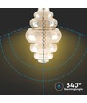 E27 8W dæmpbar LED kæmpe globepære - Ø20 cm, Kultråd, ekstra varm hvid, 1800K