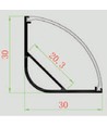 Alu hjørneprofil 30x30 til IP65 og IP68 LED strip - 2 meter, inkl. matteret cover og klips