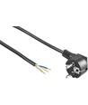 1,5 meter strømkabel - 250V, IP20 indendørs, Sort, Schuko stik og afisolerede ledninger, 16A