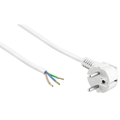 1,5 meter strømkabel - 250V, IP20 indendørs, Hvid, Schuko stik og afisolerede ledninger, 16A