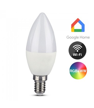 V-Tac 5W Smart Home LED pære - Tuya/Smart Life, virker med Google Home, Alexa og smartphones, E14