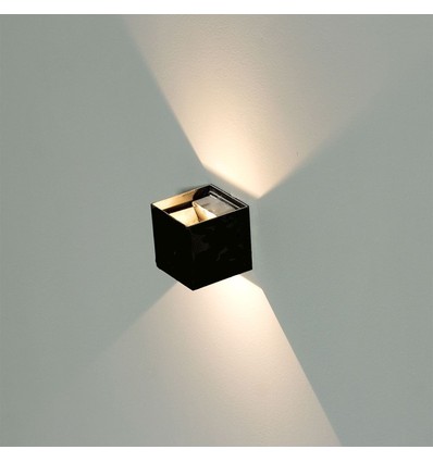 12W LED væglampe - IP65 udendørs, Sort, firkantet, justerbar spredning, inkl. lyskilde