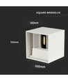 12W LED hvid væglampe - IP65 udendørs, Firkantet, justerbar spredning, inkl. lyskilde