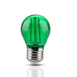 E27 almindelige LED V-Tac 2W Farvet LED kronepære - Grøn, Kultråd, E27