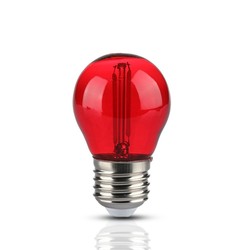 E27 almindelige LED V-Tac 2W Farvet LED kronepære - Rød, Kultråd, E27