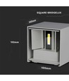 12W LED væglampe - IP65 udendørs, grå, firkantet, justerbar spredning, inkl. lyskilde
