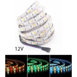 RGB+W LED strip 12V 12W/m RGB+WW LED strip - 5m, IP65, 60 LED pr. meter, 12V