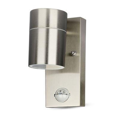 GU10 Væglampe m. sensor - IP44 udendørs, rustfri, uden lyskilde