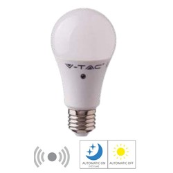 E27 almindelige LED V-Tac 9W LED pære - Bevægelsessensor, 200 grader, A60, E27