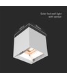 3W Solcelle væglampe LED - IP65, Hvid, sensor