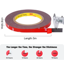 3M dobbeltklæbende tape 8mm - til strips, 5 meter rulle