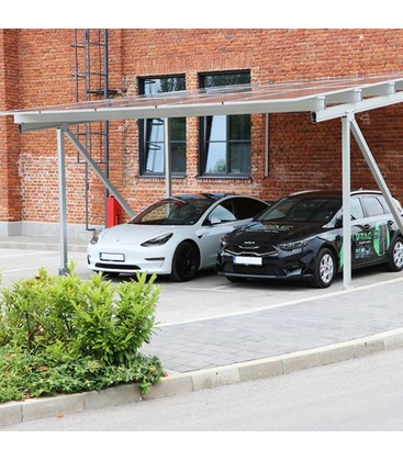 Solar Carport med 5° hældning - Til 15 solcellepaneler, 3 rækker á 5
