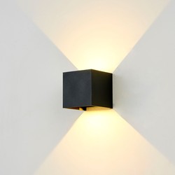 Væglamper LEDlife CUBIC 6W væglampe - Sort, firkantet, op/ned, justerbar, inde / ude, IP65, inkl. lyskilde