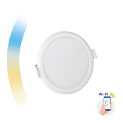 WiFi 6W Smart home LED indbygningspanel - Tuya/Smart Life, Google Home og app, hul: Ø10,5 cm, Mål: Ø11,2 cm, 230V