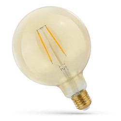 E27 Globe LED pærer 5W LED globepære - Kultråd, 12,5 cm, rav farvet glas, ekstra varm, E27