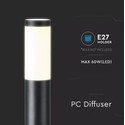 V-Tac sort havelampe - 80 cm, IP44 udendørs, E27 fatning, uden lyskilde