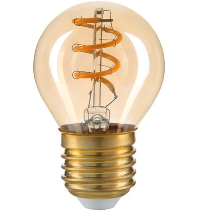 E27 3W LED pære - G45, Kultråd, røget glas