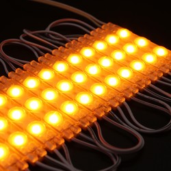 Enkeltfarvet LED strip 12V/24V IP68 (Vandtæt) Vandtæt gul LED modul - 1,1W pr. stk, IP66, 12V, Perfekt til skilte og specialløsninger