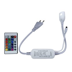 230V RGB 230V RGB CLIP-ON controller - Inkl. endeprop, til 230V, memory funktion, infrarød fjernbetjening, 50 m.