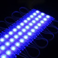 Enkeltfarvet LED strip 12V/24V IP68 (Vandtæt) Vandtæt blå LED modul - 1,1W pr. stk, IP66, 12V, Perfekt til skilte og specialløsninger