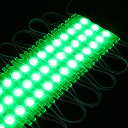 Enkeltfarvet LED strip Vandtæt grøn LED modul - 1,1W pr. stk, IP66, 12V, Perfekt til skilte og specialløsninger