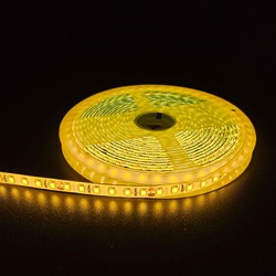 Enkeltfarvet LED strip 24V Gul 10W/m LED strip - 5m, 120 LED pr. meter, 24V, IP65