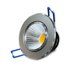 LED downlights Restsalg: 3W indbygningsspot - Hul: Ø7-8 cm, Mål: Ø8,5 cm, sølv kant, dæmpbar, 230V