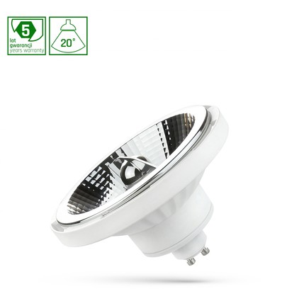 10W AR111 GU10 LED pære - 3000K (Varm hvid), hvid