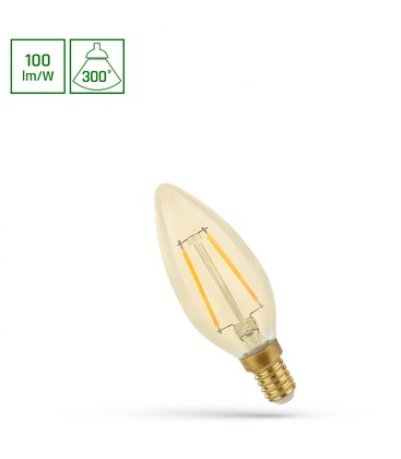 LED C35 E14 5W - 230V, Filament, Varm Hvid, RetroShine, Spectrum