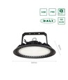 200W LED high bay, 180lm/W - DALI dæmpbar, 90 grader, IP65, IK08, sort kabinet