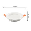 Dure 3 Max Downlight 12W - Varm hvid, 230V, 110°, IP44, IK06, Ø140x30, Hvid, Rund