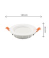 12W Ø14cm indbygningspanel - IP44 vådrum, Hul: Ø11cm, hvid, 5 års garanti
