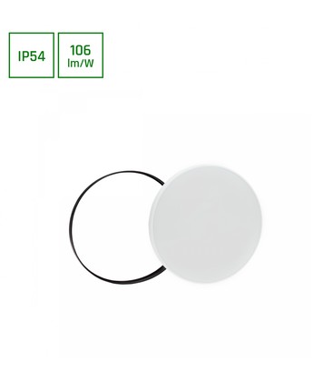 Nymphea 32W - Neutral hvid, 230V, 115°, IP54, IK04, Ø380x55, Hvid/Sort rundt med pendel