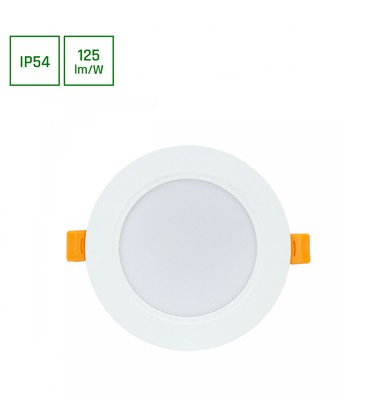 Dure 3 Downlight 8W GU10 - Kold hvid, 230V, 110°, IP54, IK06, 118x31, Hvid, Rundt, Integreret driver