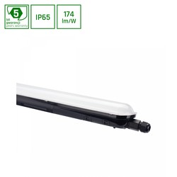 Spectrum LED Limea Gigant 38W - vandtæt, 1200mm, neutral hvid, 230V, 120°, IP65, IK10, 1250x72x70mm, sort