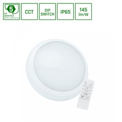 Spectrum LED Nymphea City Pro 18/24W 230V - CCT 120°, IP65, IK08, Ø320x80mm, Hvid, Rundt, Pendel, Fjernbetjening