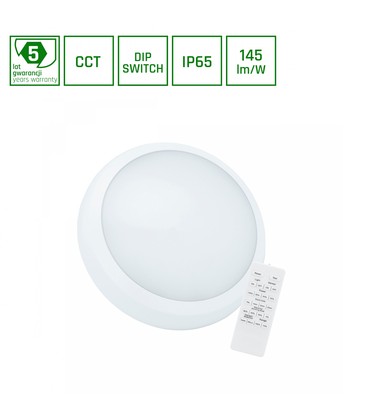 Nymphea City Pro 18/24W 230V - CCT 120°, IP65, IK08, Ø320x80mm, Hvid, Rundt, Pendel, Fjernbetjening