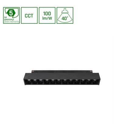 12W SHIFT Smart-Grid S Skinne Lys 20,4cm - 35°, Sort, CCT/Dim, Zigbee