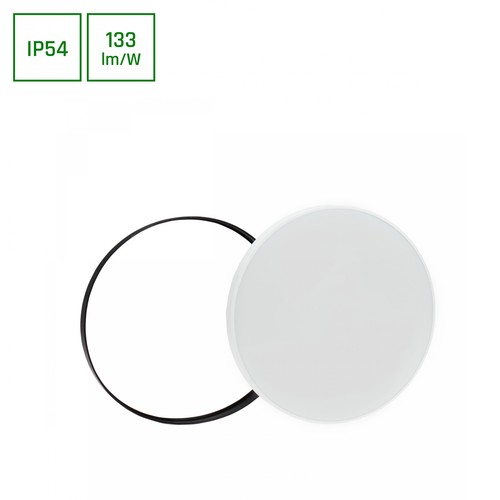 40W Neutral Hvid 230V 115° IP54 Ø485x70 Hvid/Sort Rundt med Sensor