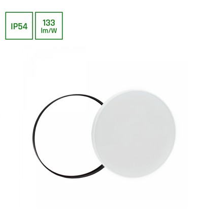 40W LED loftslampe med sensor - Ø48,5cm, 133lm/W, IP54, sort/hvid kant, varm hvid