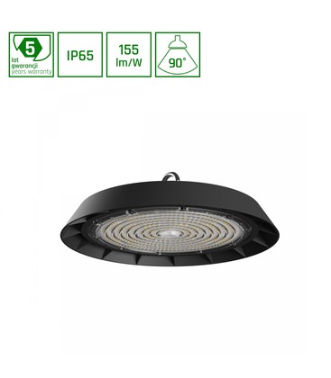 PLATEO 3 High Bay 200W - Neutral hvid, 230V, 90°, IP65, IK09, 350x125mm, Sort, 1-10V