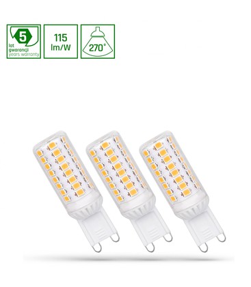 LED G9 4W - 230V, Kold Hvid, Dæmpbar, Premium, Spectrum, 3-pak