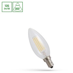 Spectrum LED C35 LED Kertepære 5,5W E14 - 230V, Kultråd, Neutral hvid, Klar, Spectrum