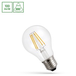 Elmateriel A60 LED E27 7W Filament 230V, Neutral Hvid, Klar, Spectrum